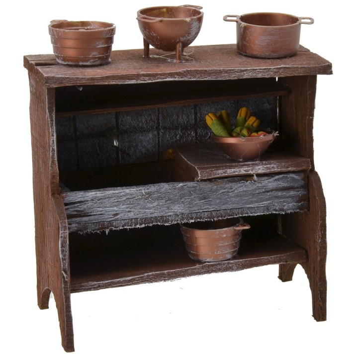 Fregadero de madera envejecida con accesorios cm 10,5x5x12 h