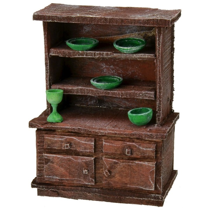 Aparador de madera envejecida con herrajes de 8x5x11 cm h