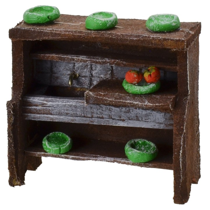 Lavello in legno antichizzato con minuterie cm 5,5x2,5x5,5 h