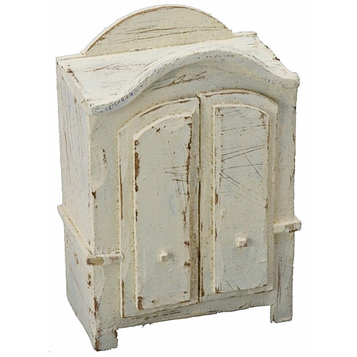 Armario de madera blanqueada de 10x5,5x14 cm h