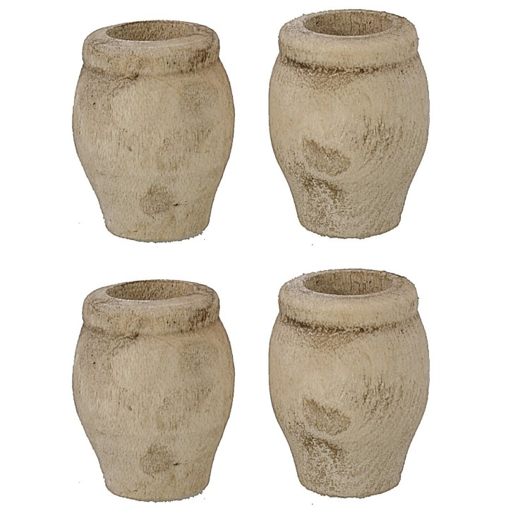 Set of 4 natural wood pots cm ø 2x2.5 h