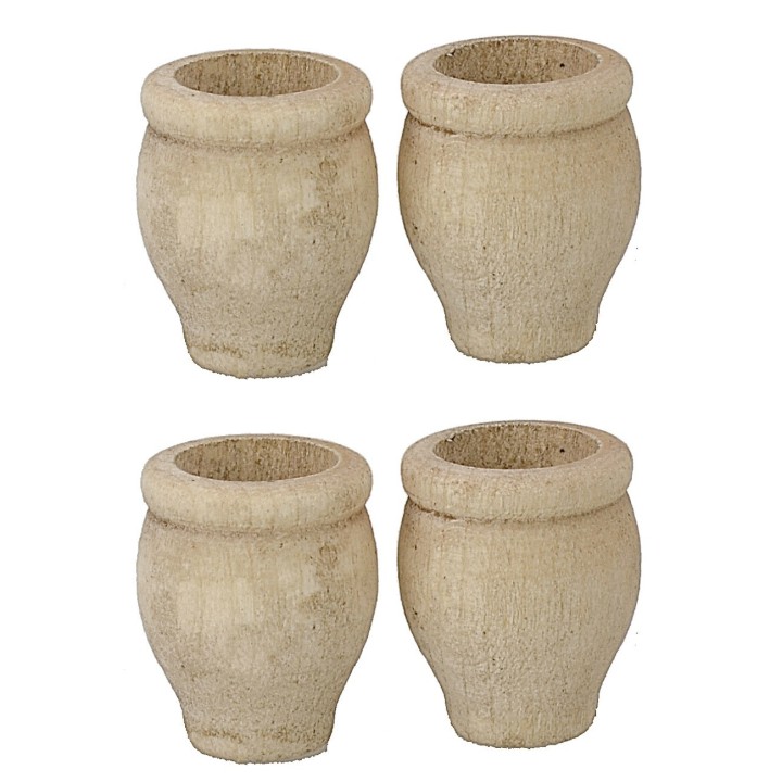 Set 4 aged wooden vases cm ø 1.7x2 h