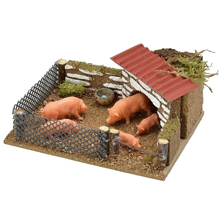 Enclosure with pigs cm 12x9x5 h