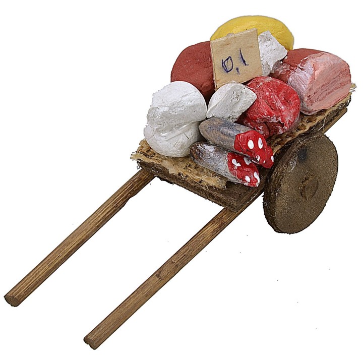 Carro con embutidos y quesos de 4,5x10,5x5,5 cm h