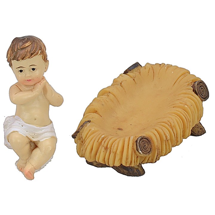 Niño Jesús en la cuna de resina cm 5,2x3,5 serie cm 12