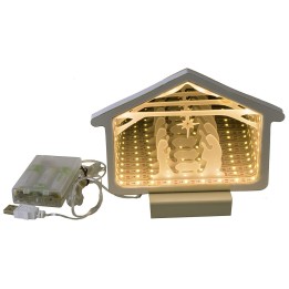 Cabaña con Natividad 3D luminosa cm 18,2x1,4x13,6 h