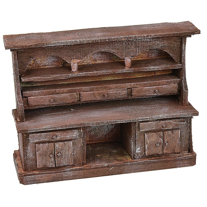 Aparador de madera envejecida de 19,2x6,4x13,7 cm h