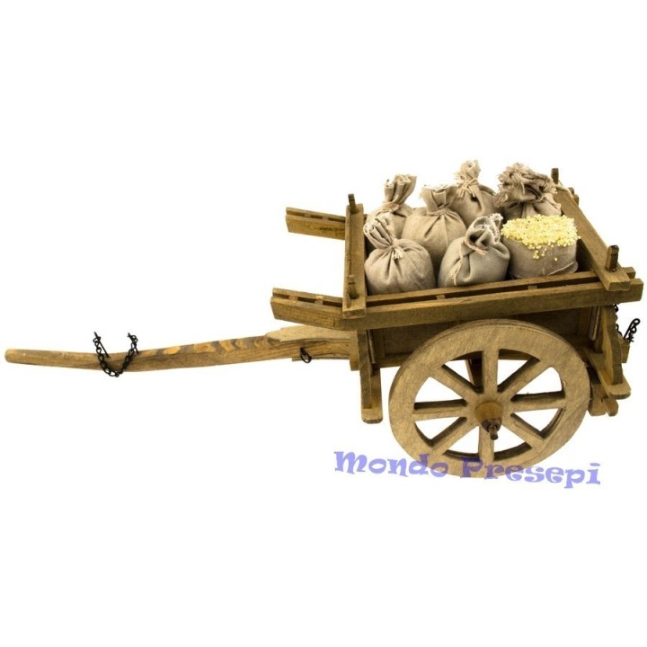 Wooden wagon with bags 40x16x15 cm