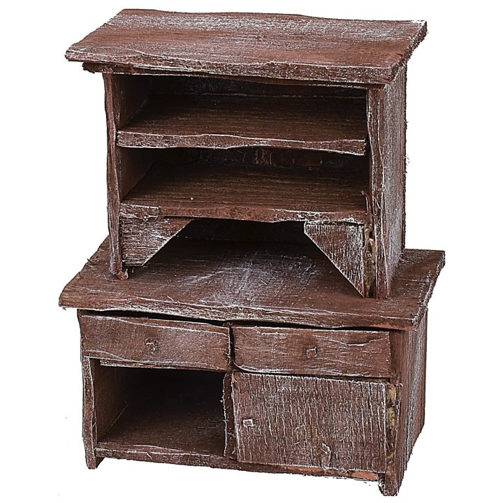 Aparador de madera envejecida cm 11x6x13 h