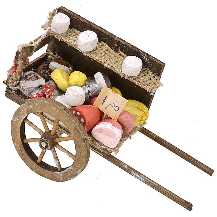 Carro per presepe con salumi e formaggi