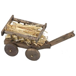 Carro de madera con paja de 11,2x4,5x4,5 cm h