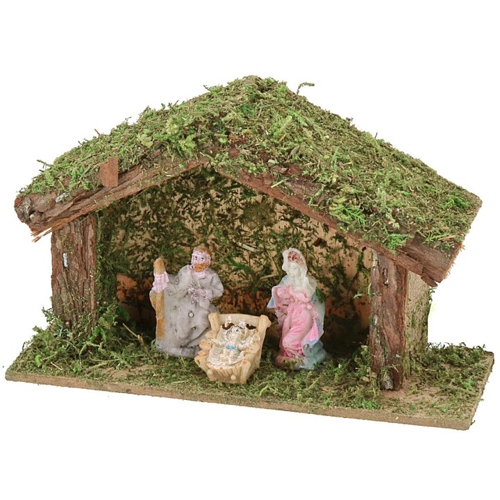 Capanna con Natività cm 12x4,5x7,5 h