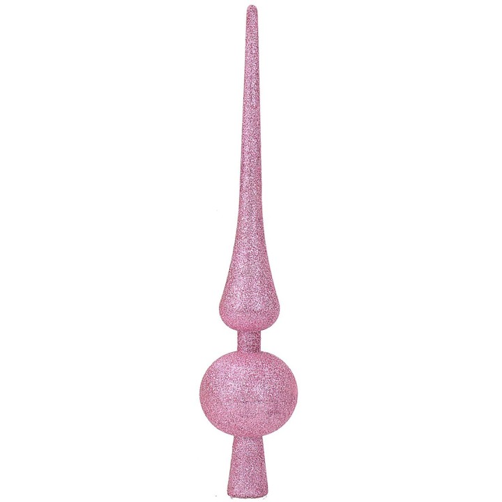 Punta de árbol de Navidad de 30 cm rosa con purpurina