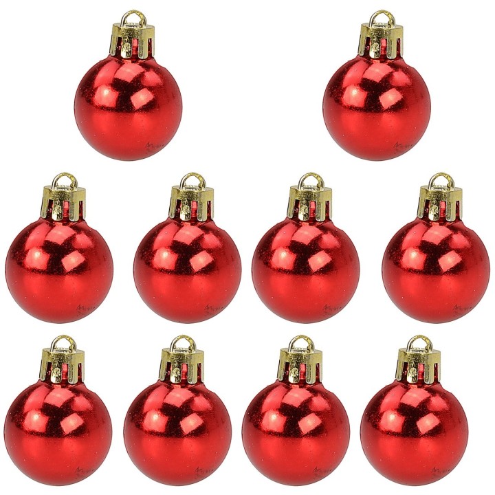 Set of 10 red balls ø 3 cm for Christmas tree