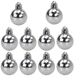 Set of 10 silver balls ø 3 cm for Christmas tree