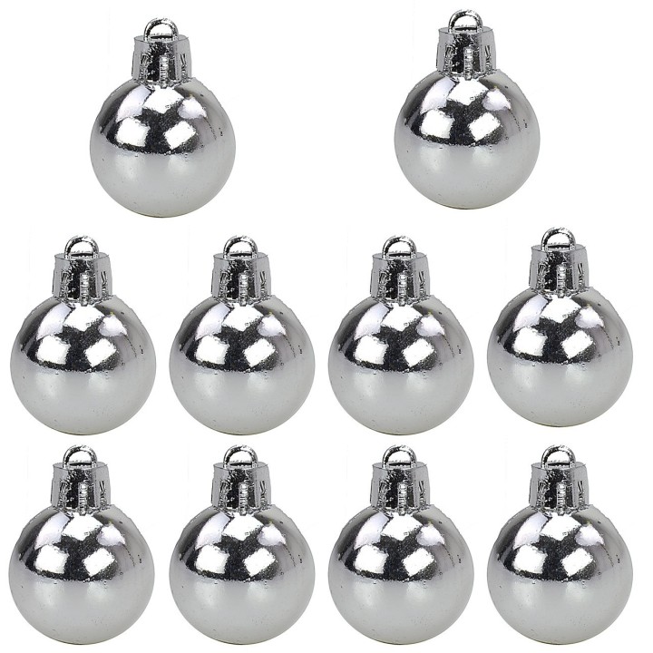 Set of 10 silver balls ø 3 cm for Christmas tree