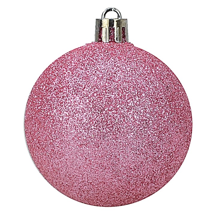 Set of 24 pink balls ø 6-7 cm for Christmas tree