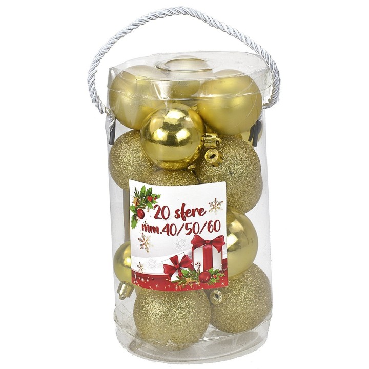Set of 20 gold balls ø 4-5-6 cm for Christmas tree