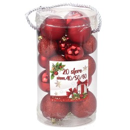 Set 20 palline rosse ø 4-5-6 cm per albero di Natale