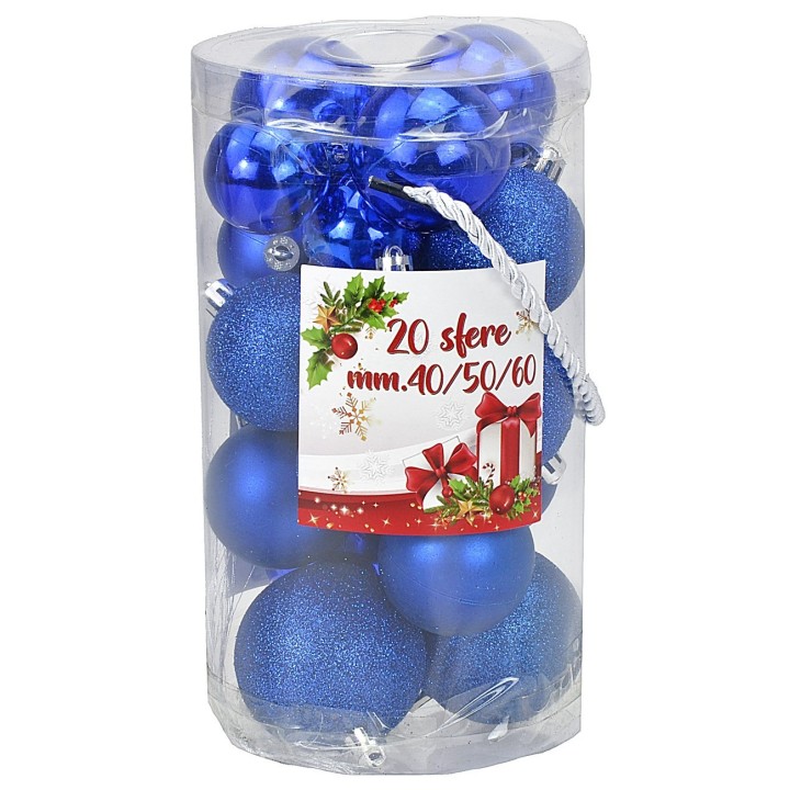 Set of 20 blue balls ø 4-5-6 cm for Christmas tree