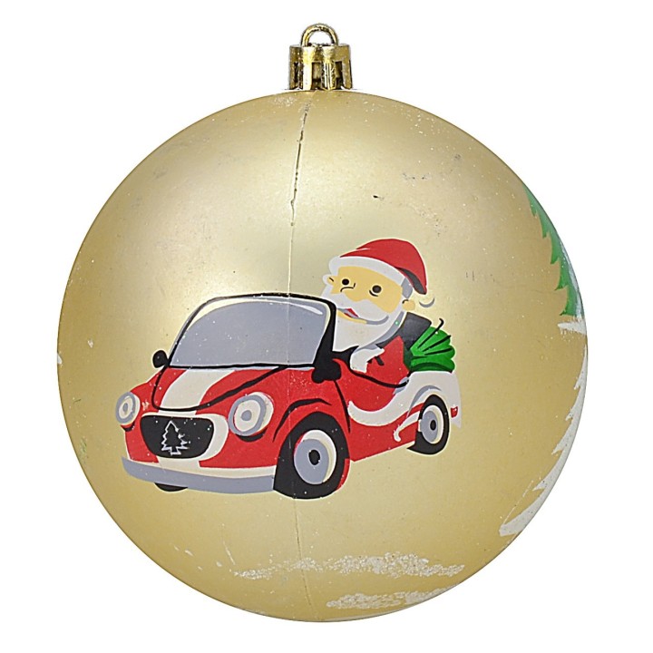 Juego de 6 bolas doradas con Papá Noel ø 8 cm para árbol de