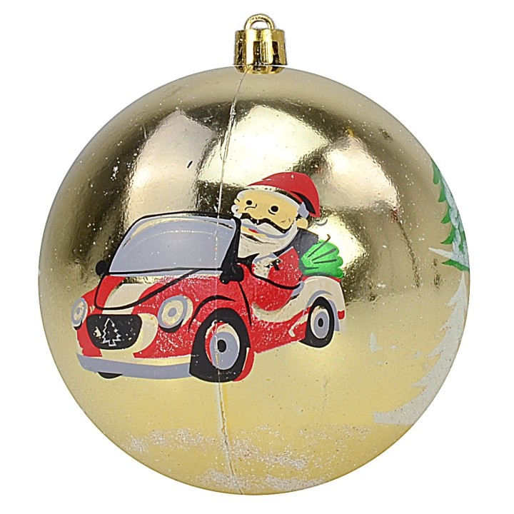 Juego de 6 bolas doradas con Papá Noel ø 10 cm para árbol de