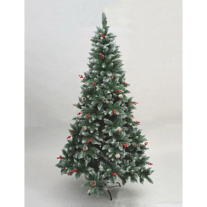 Christmas tree with berries and pine cones h 210 cm