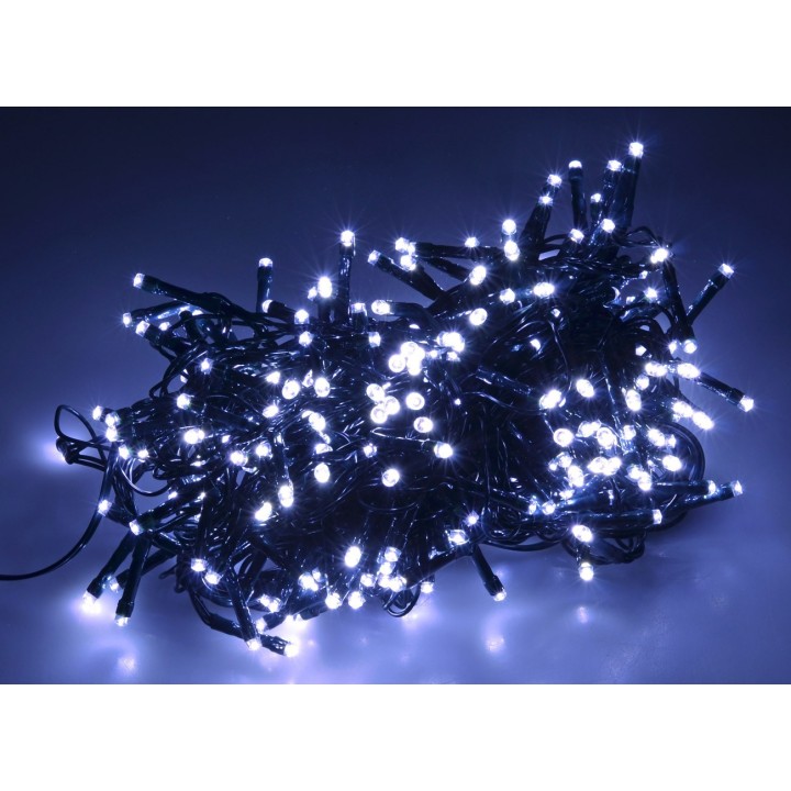 Catena 300 led bianco freddo con giochi di luce per esterno e