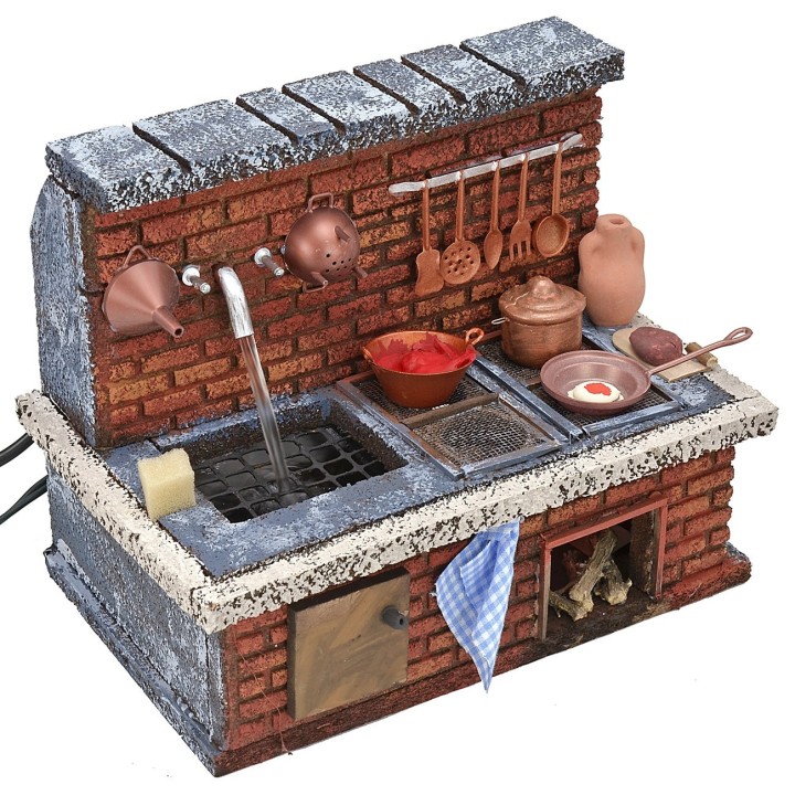 Cocina con grifo y fuego funcionales de 20,5x13x16,5 cm h