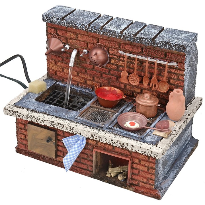 Kitchen with functioning tap and fire cm 20,5x13x16,5 h