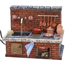 Cucina con rubinetto e fuoco funzionanti cm 20,5x13x16,5 h