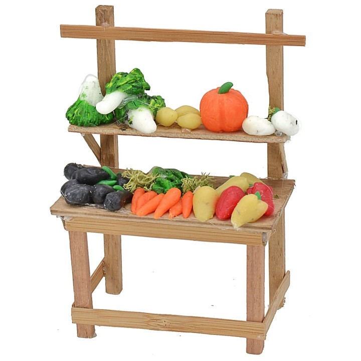 Puesto con frutas y verduras de cera de 9,2x5,5x13 cm h