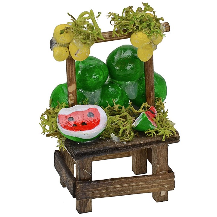 Market stall with watermelons cm 4x3,2x6 h
