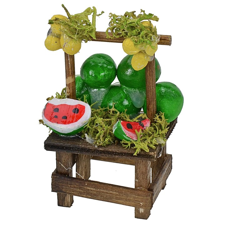 Market stall with watermelons cm 4x3,2x6 h