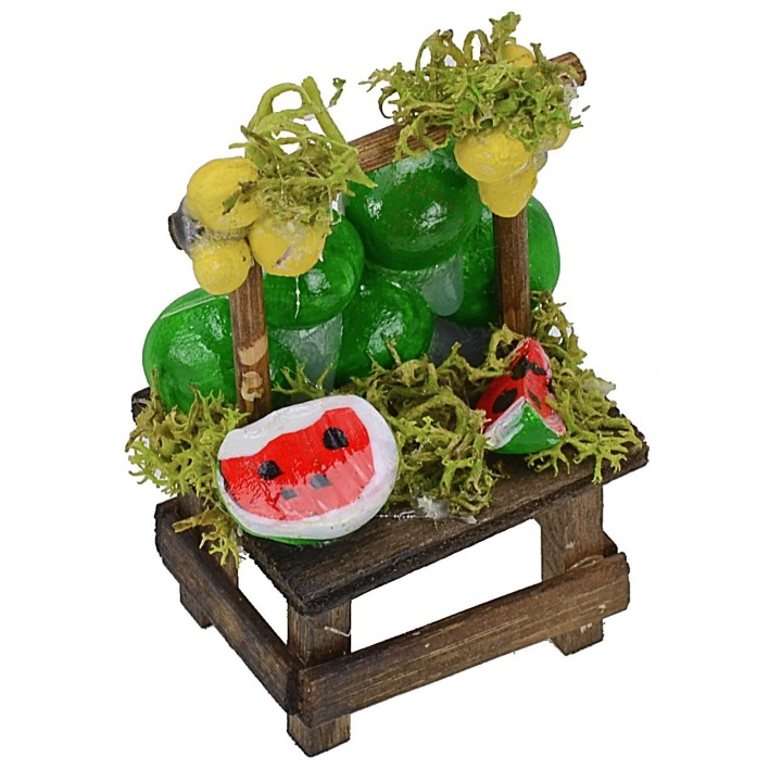Market stall with watermelons cm 4x3,2x6 h