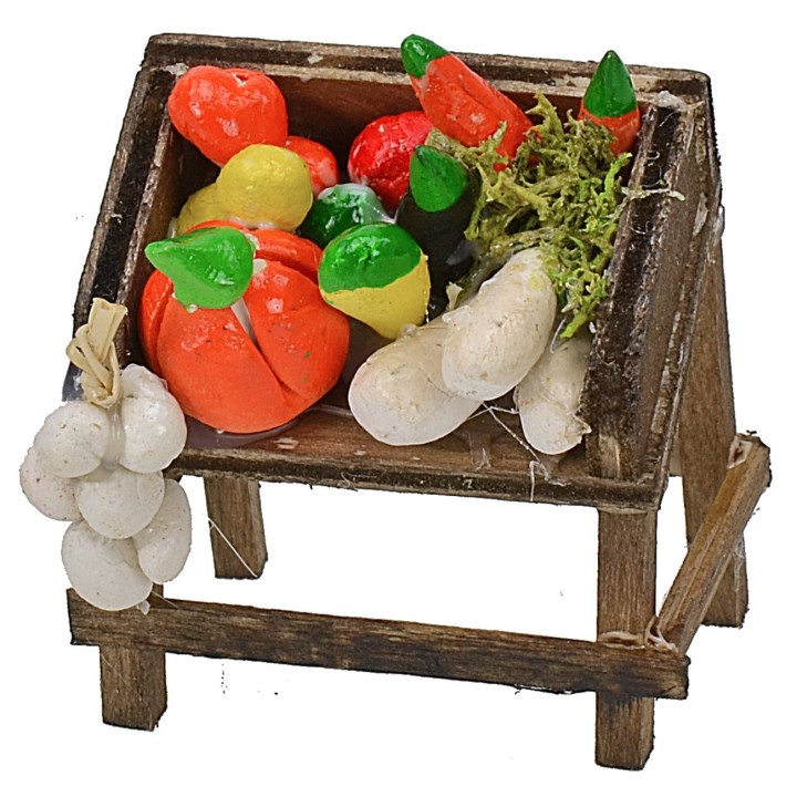 Banco de mercado con verduras cm 4x2,7x4,2 h