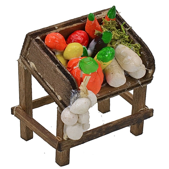 Banco de mercado con verduras cm 4x2,7x4,2 h