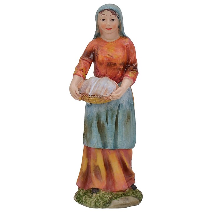 Woman with basket cm 15 in resin