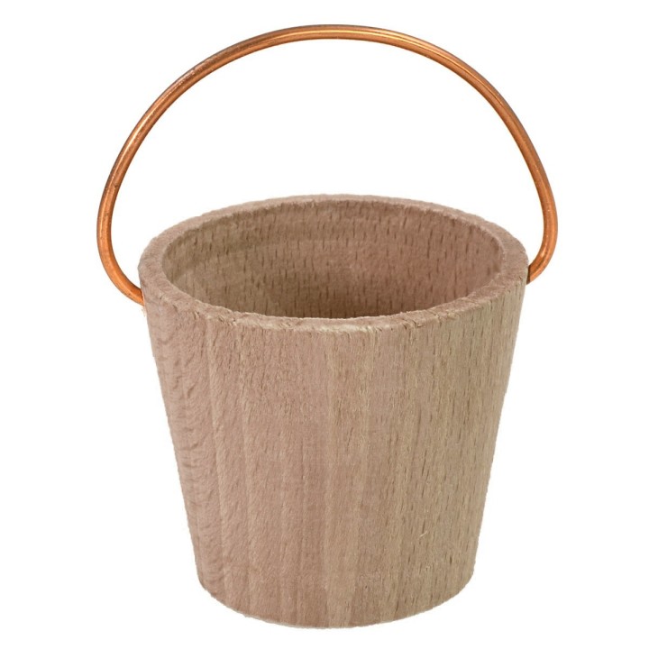 Cubo de madera con asa de cobre para estatuas de 20-24 cm
