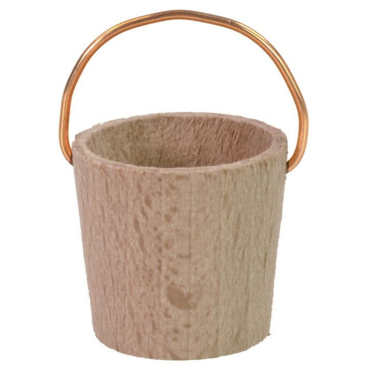 Secchio di legno con manico in rame per statue 8-10 cm