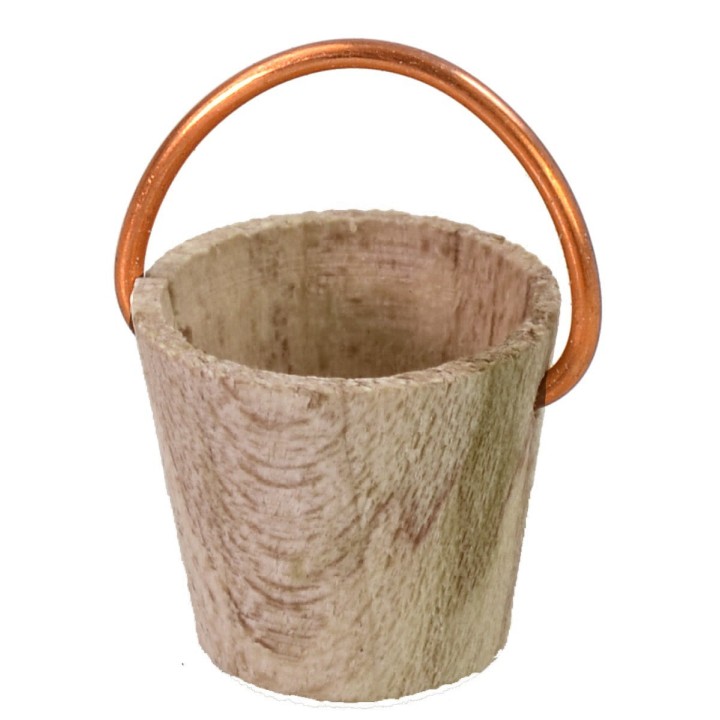 Secchio di legno con manico in rame per statue 6-8 cm