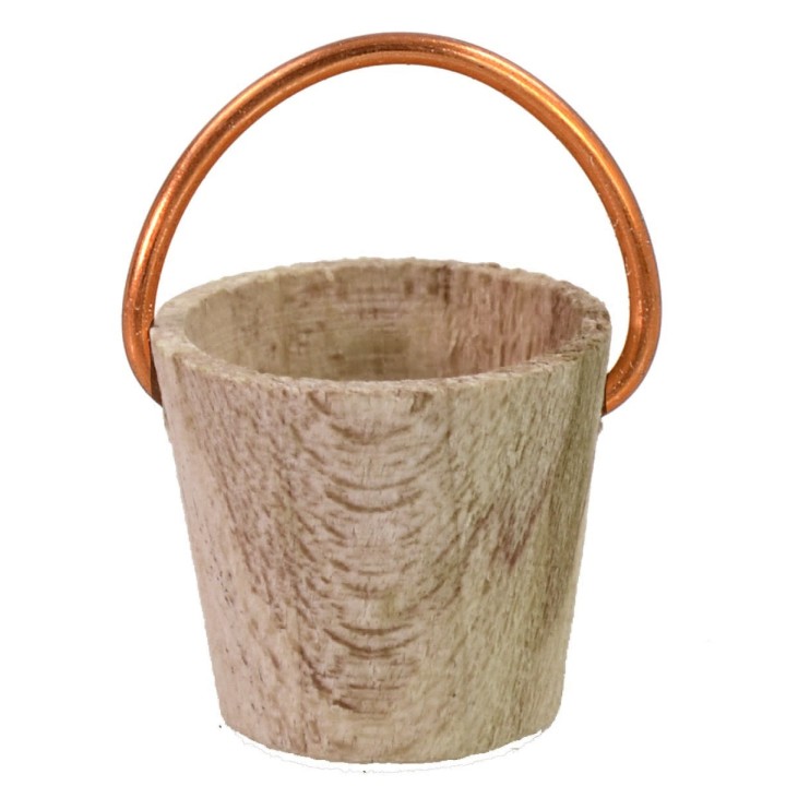 Secchio di legno con manico in rame per statue 6-8 cm