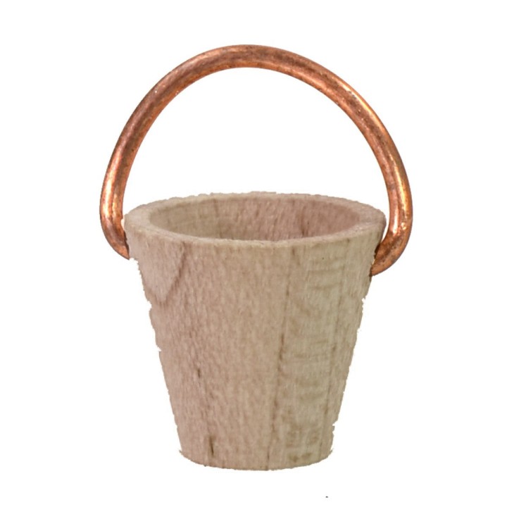 Cubo de madera con asa de cobre para estatuas de 5-6 cm