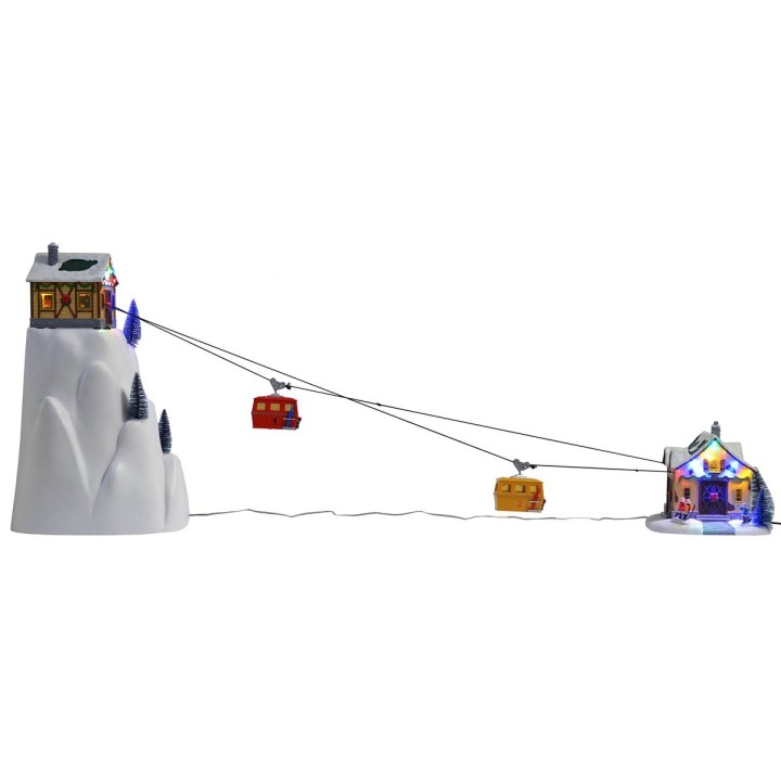 Illuminated Christmas cable car with working gondolas