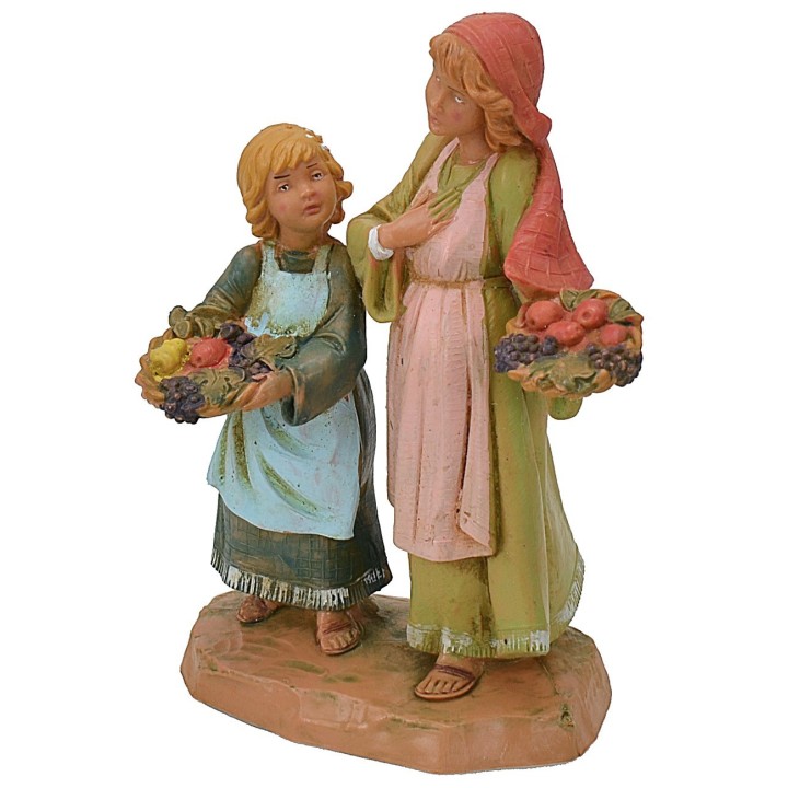 Sorelle con cesti serie 12 cm Fontanini