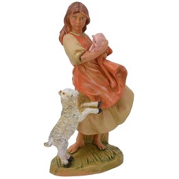 Contadina con capretta e maialino 12 cm Fontanini