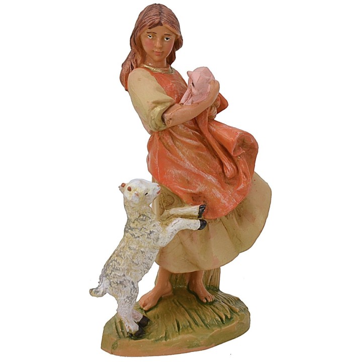 Campesina con cabrita y cerdito 12 cm Fontanini