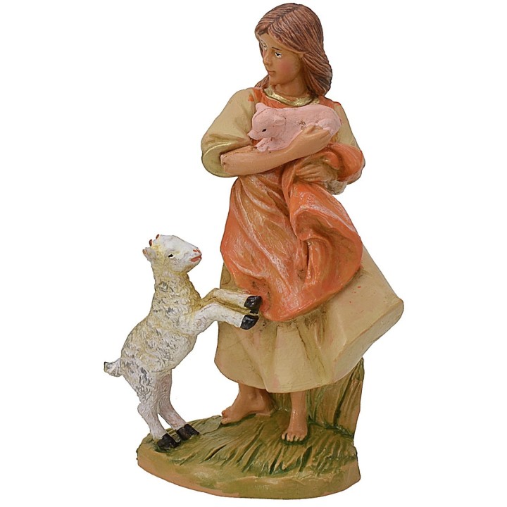 Contadina con capretta e maialino 12 cm Fontanini