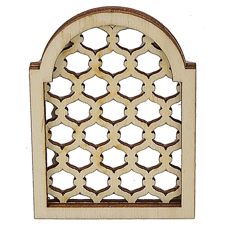 Ventana árabe incrustada en madera cm 5,5x0,6x7,5 h