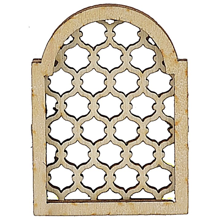 Ventana árabe incrustada en madera cm 3,7x0,6x4,9 h